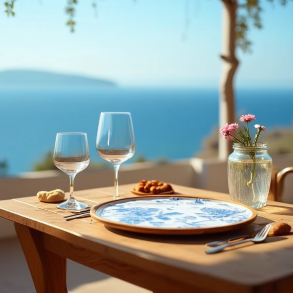Bodrum Blue Collection – Acacia Round Tray 25 cm