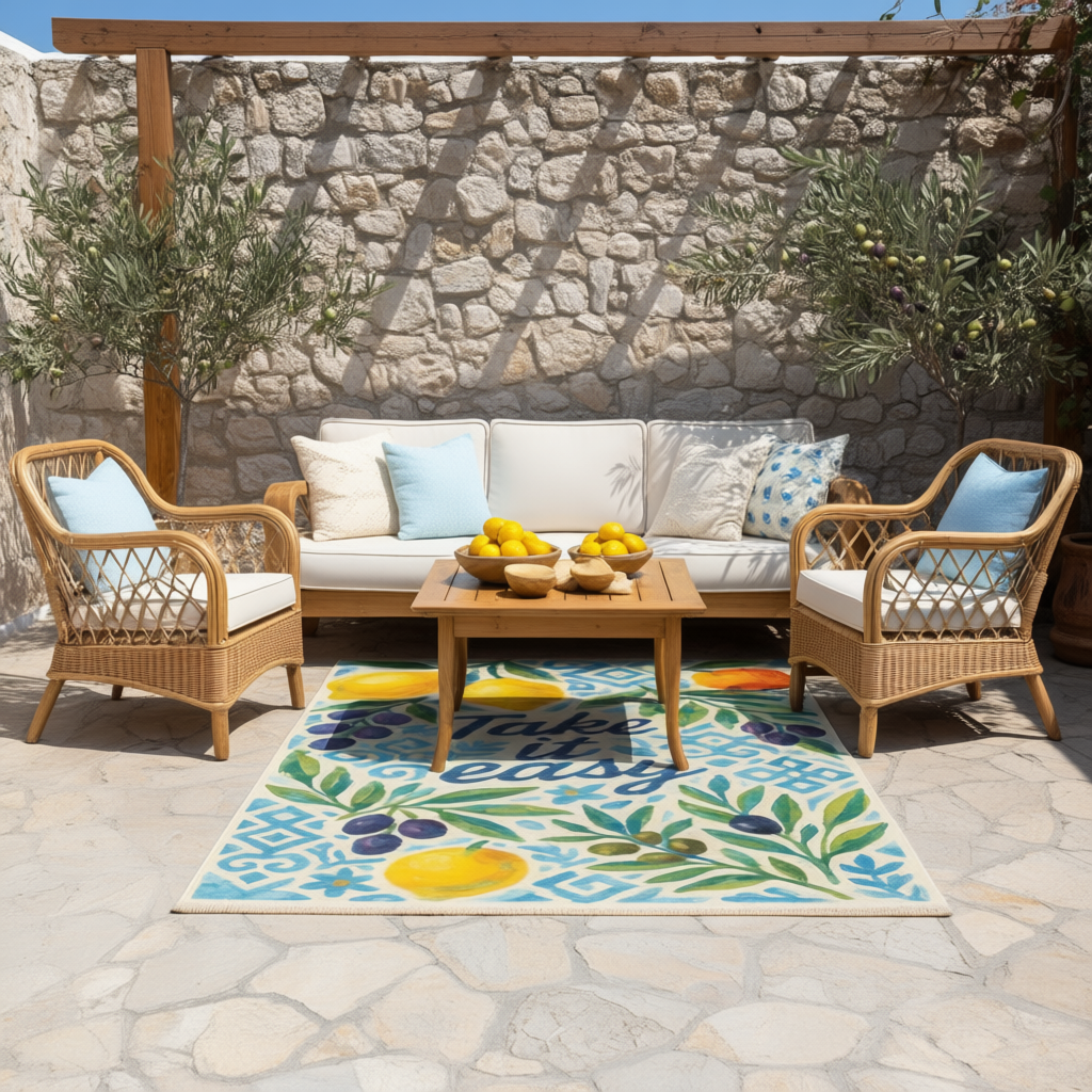 Take it Easy Print Woven Base Rug  120*180 cm  – Izmir Collection