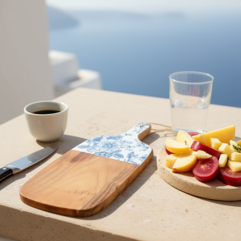 Bodrum Blue Collection – Acacia Rectangular Cutting & Serving Board 18×30 cm