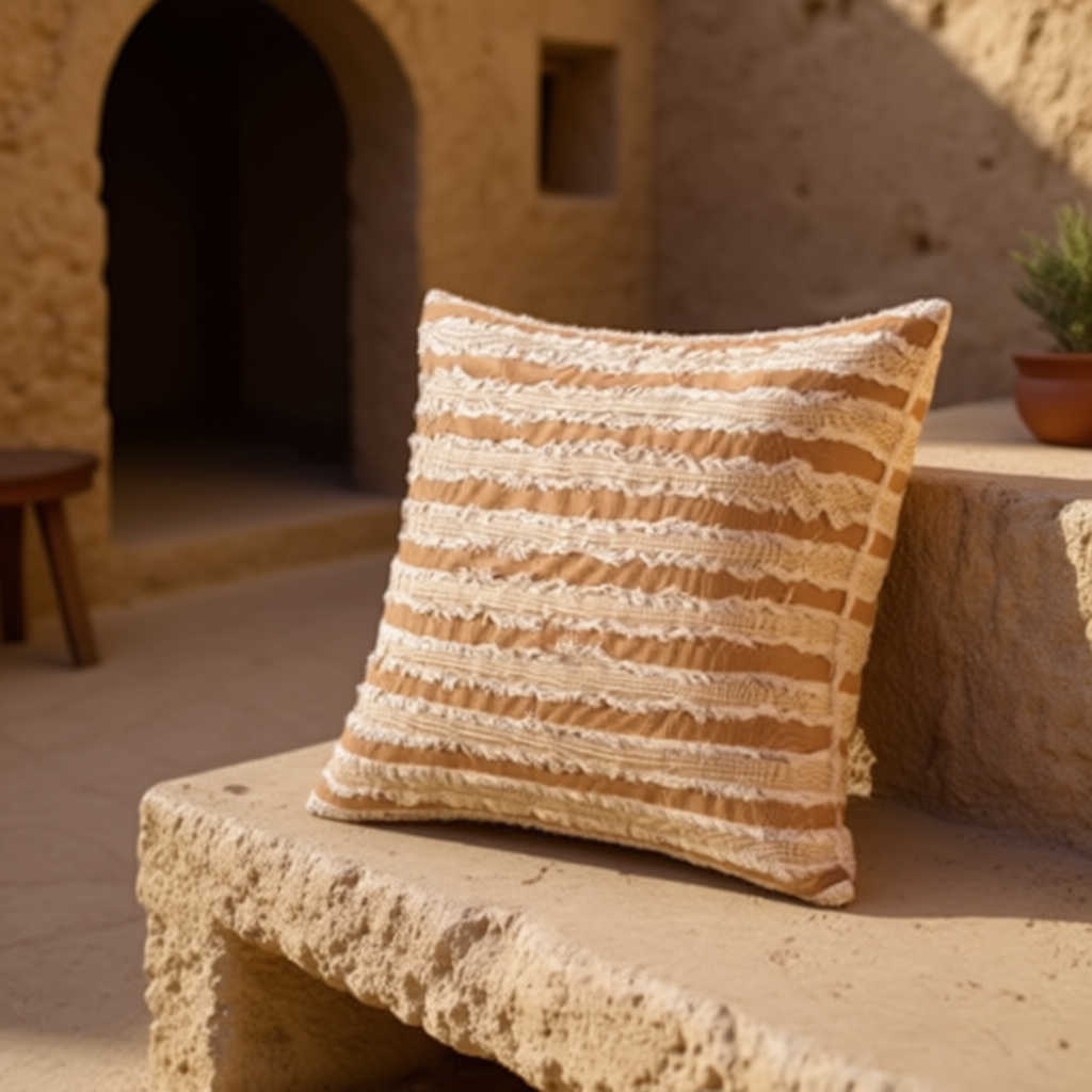 Textured Cotton Cushion Cover – Cappadocia Collection (Camel) | 45x45 cm