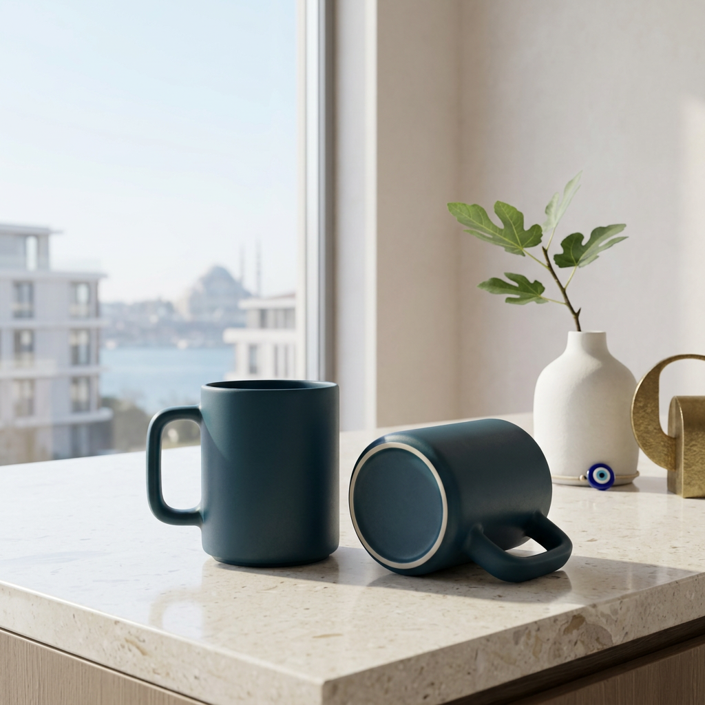 Petrol Blue Mug Set (2 pcs) – Istanbul Edition 300 ml