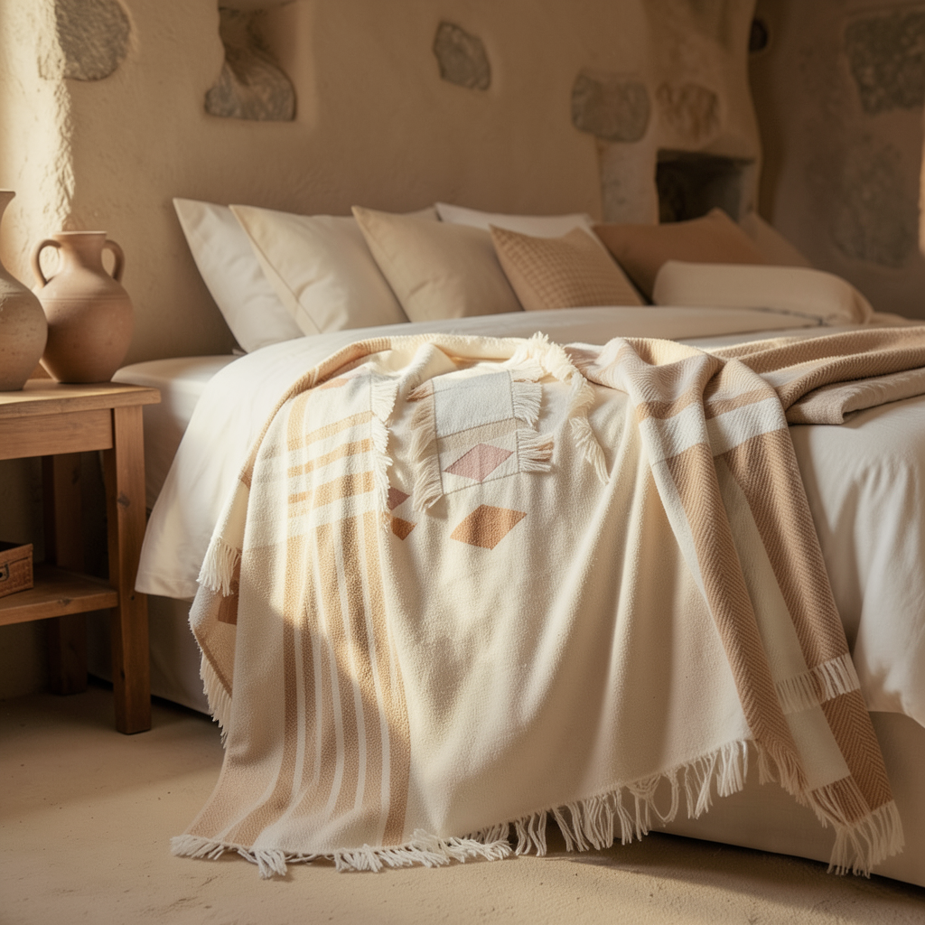 La Bohème Throw Blanket – Cappadocia Collection (Camel) | 140x170 cm