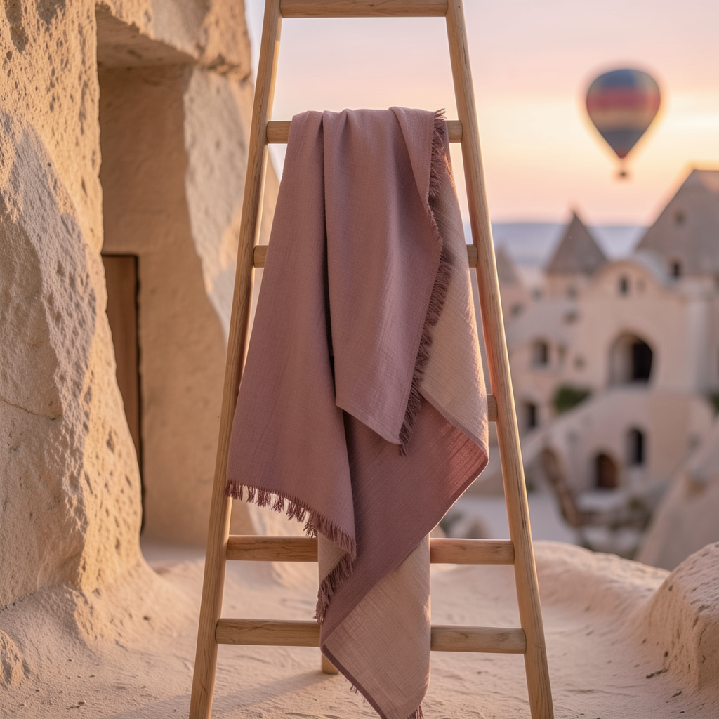 Cappadocia Muslin Throw Blanket – Dusty Rose 130x170 cm