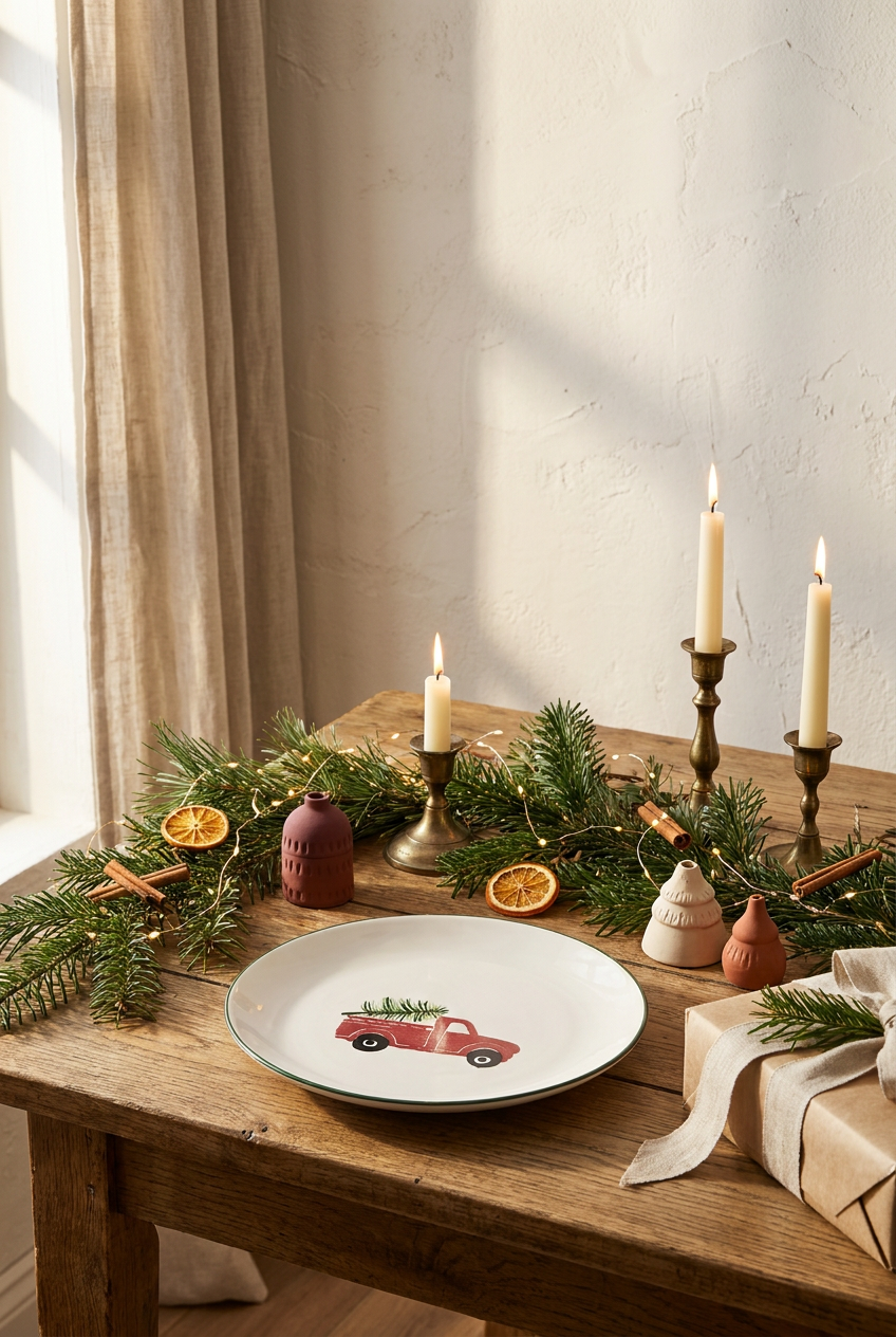 New Year Love Cars Serving Plate Set of 6 – 25 cm