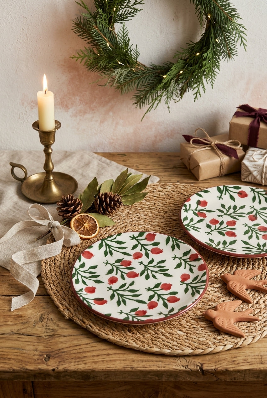 New Year Pomegranate Flower Mini Plate Set of 6 – 15 cm