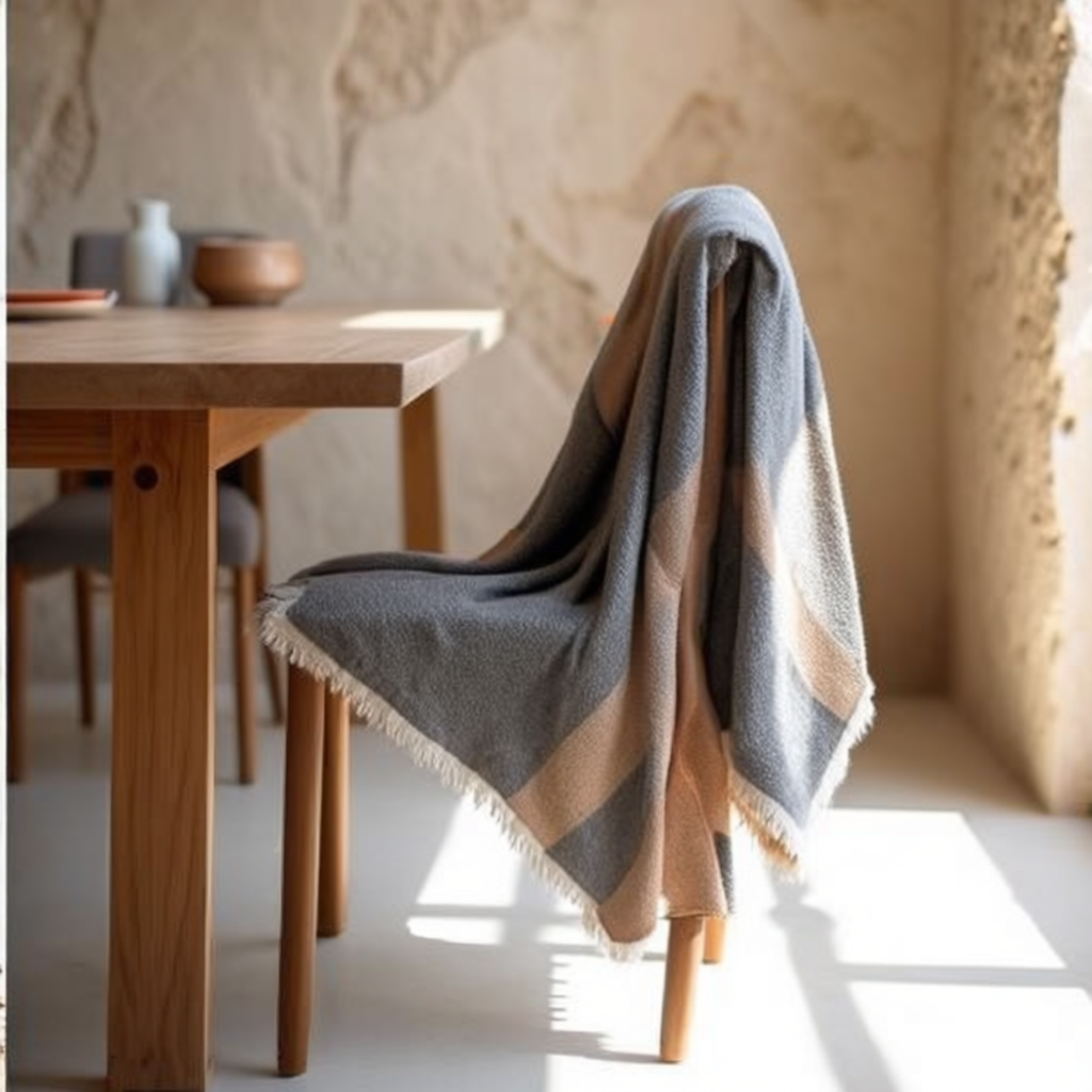 Istanbul Motif Throw Blanket – Grey & Camel | 130x180 cm