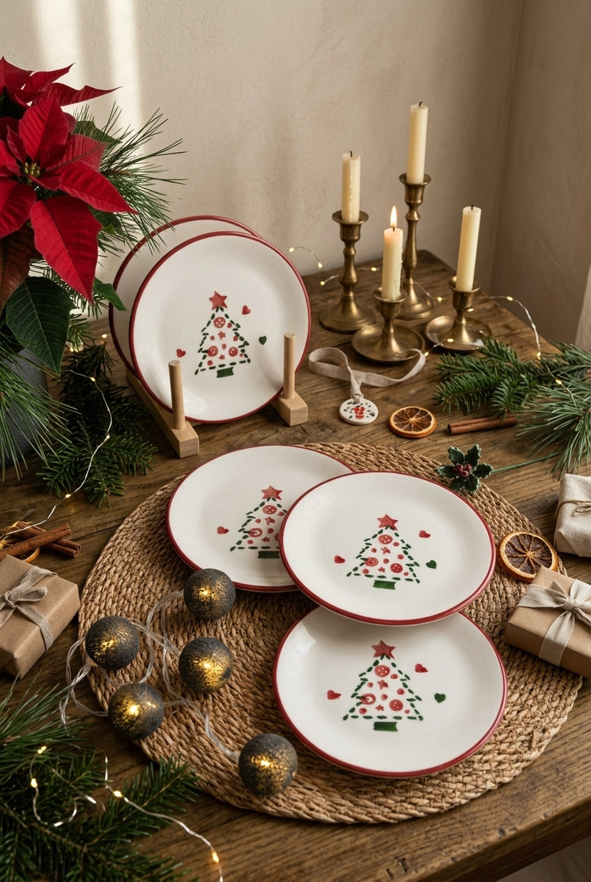 New Year Pine Tree Mini Plate Set of 6 – 15 cm