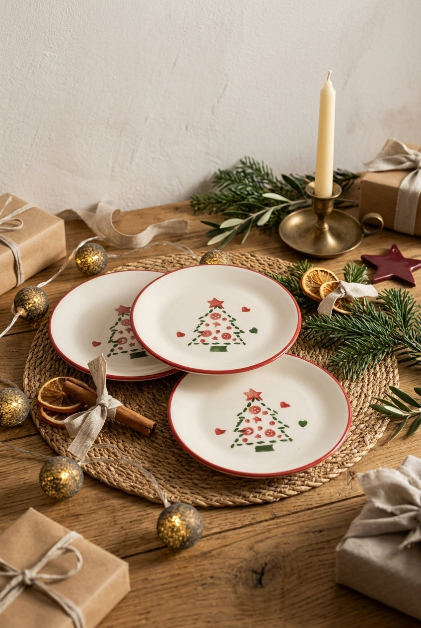 New Year Pine Tree Mini Plate Set of 6 – 15 cm