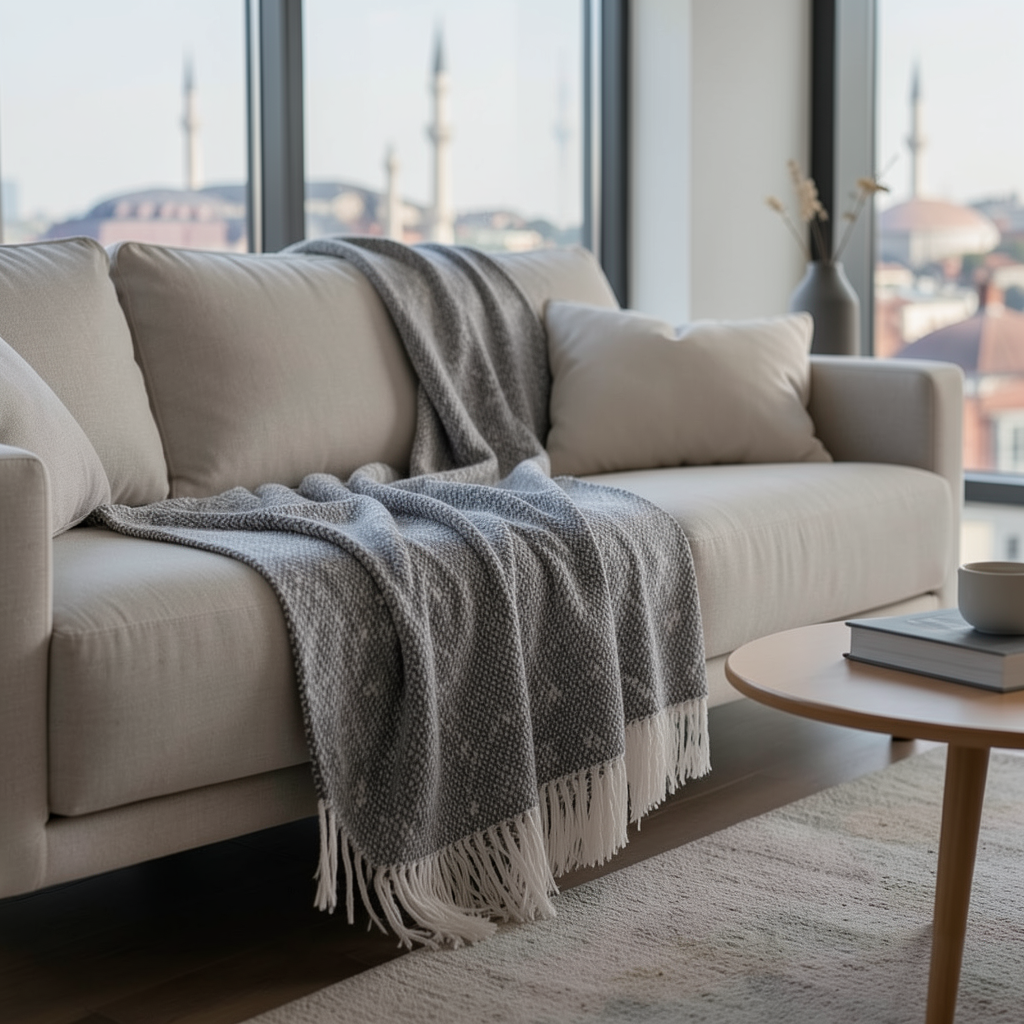 Istanbul Grey Collection – Woven Throw Blanket 130×170 cm