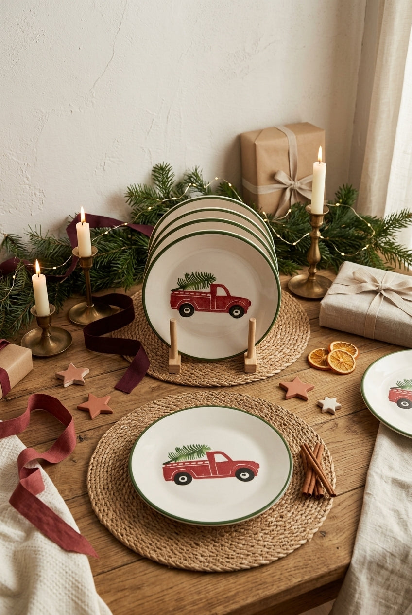 New Year Love Cars Cake Plate Set of 6 – 19 cm