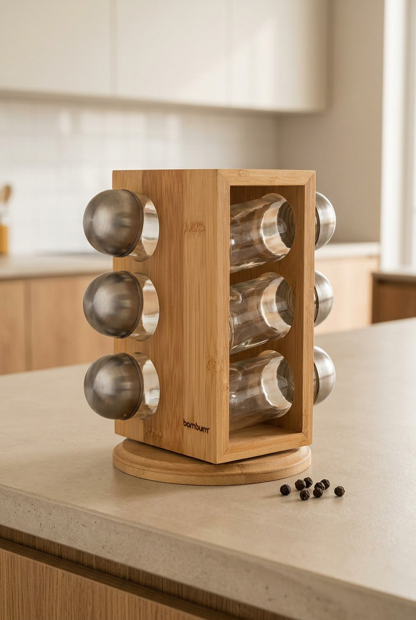 Tina - Rotating Spice Rack with 6 Bottles