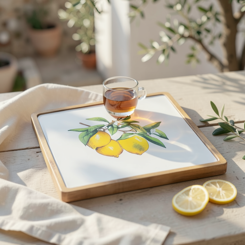 Imroz Lemon Square Tray Medium 25 cm