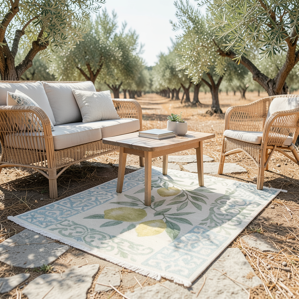 Imroz Lemon Print Woven Base Rug 120*180 cm.