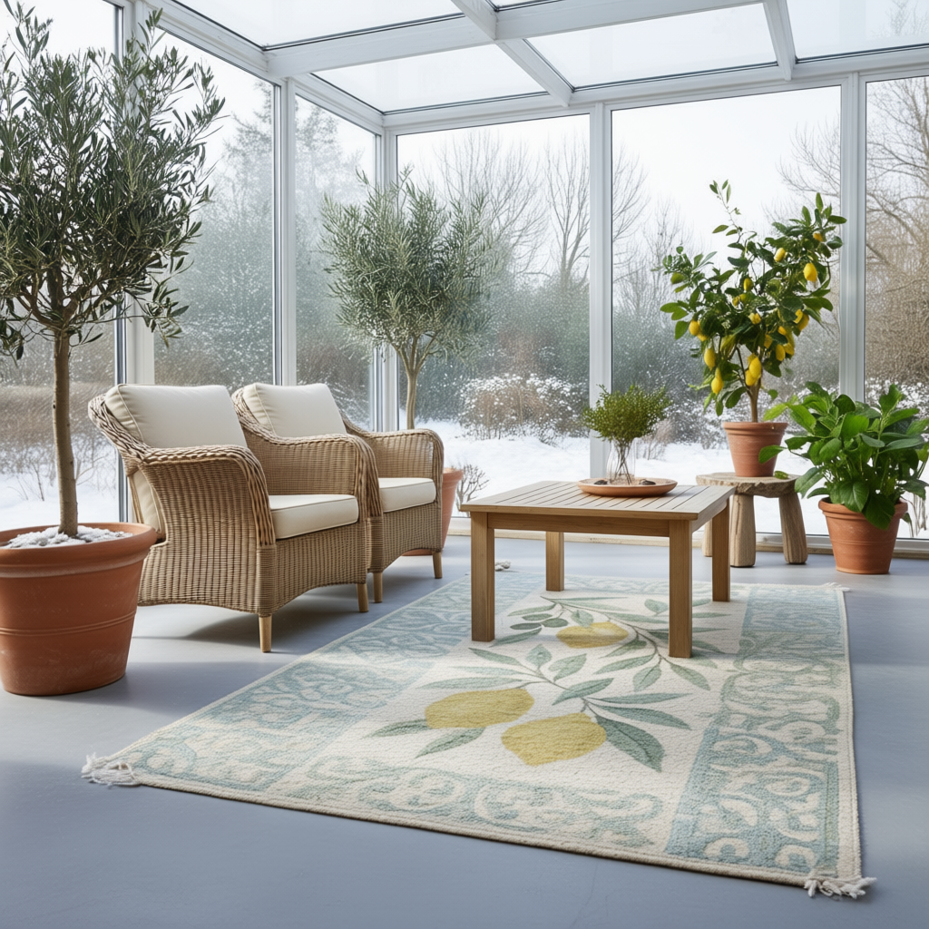 Imroz Lemon Print Woven Base Rug 120*180 cm.