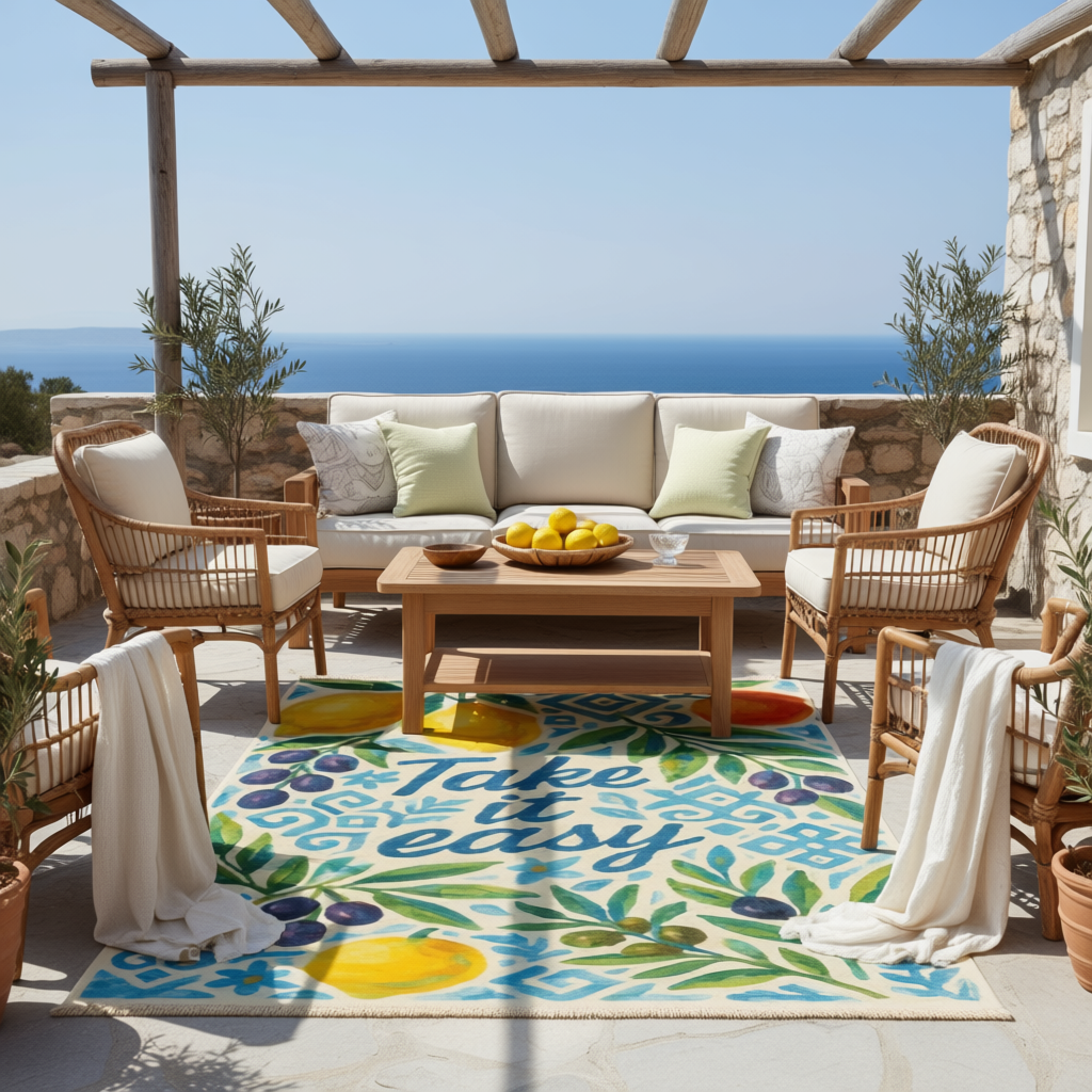 Take it Easy Print Woven Base Rug  120*180 cm  – Izmir Collection
