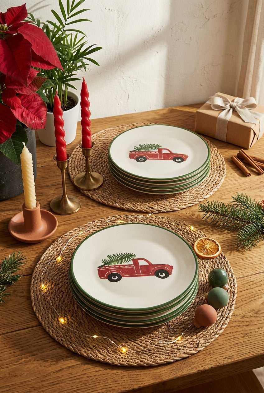 New Year Love Cars Cake Plate Set of 6 – 19 cm