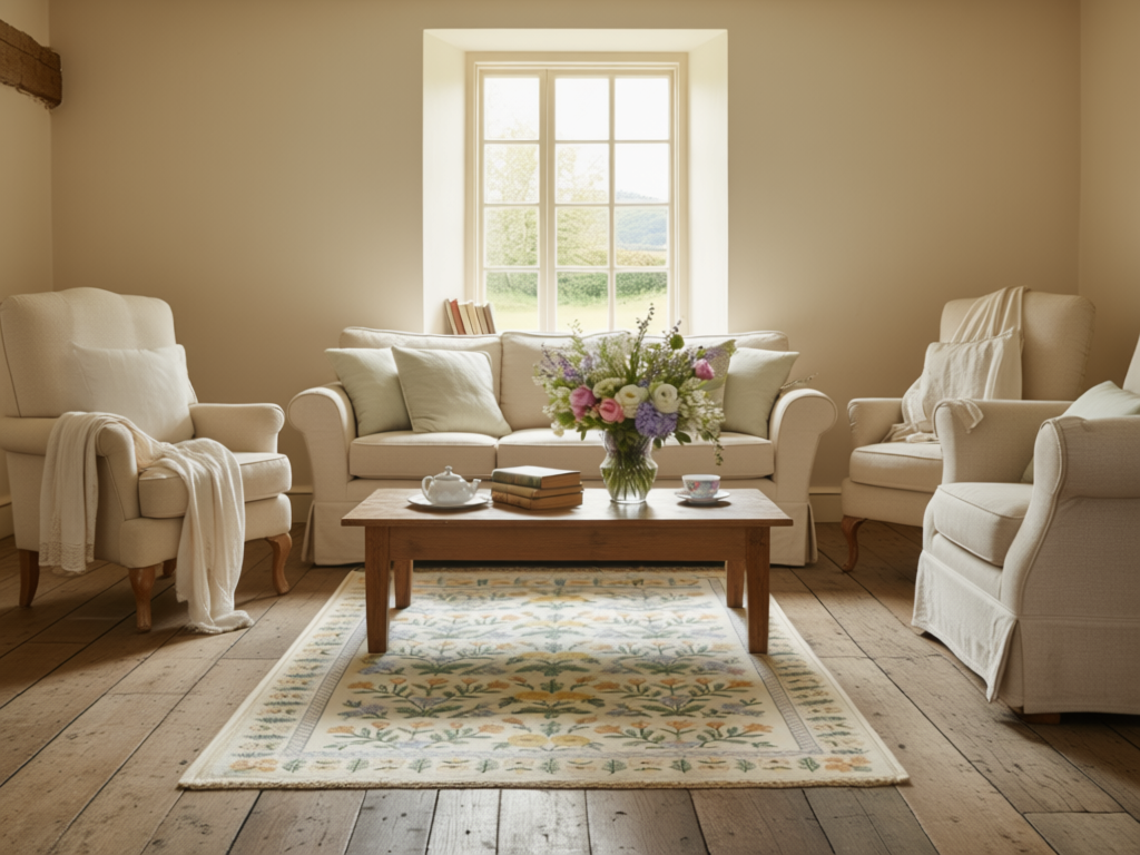 Flower Print Woven Base Rug 120*180- Cotswolds Collection