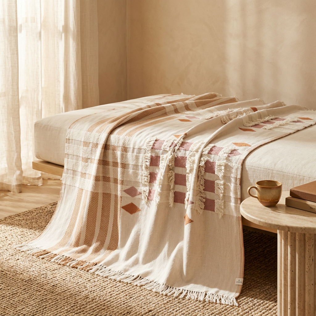 La Bohème Throw Blanket – Cappadocia Collection (Camel) | 140x170 cm