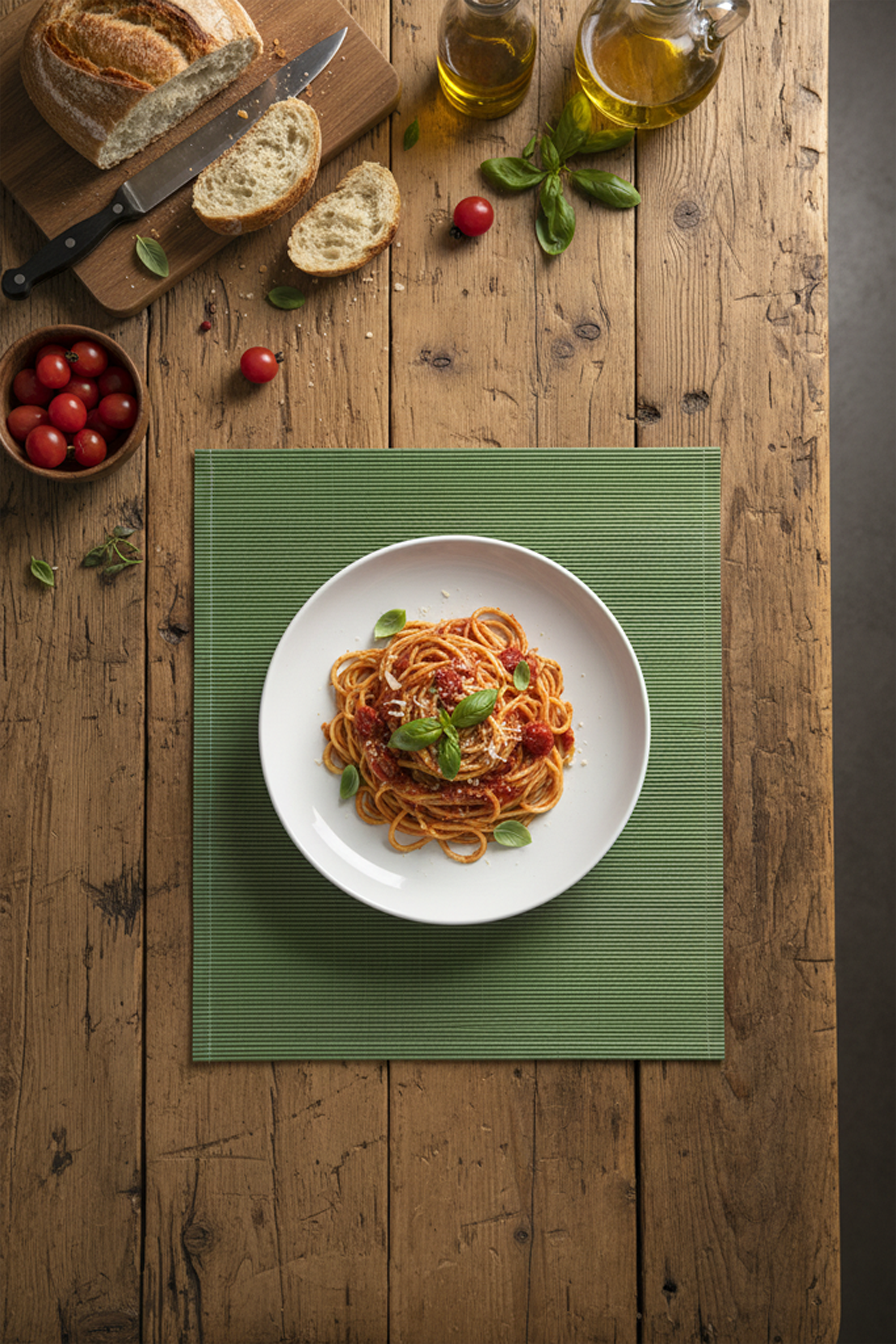 Servizio - Wood Table & Sushi Mat Green