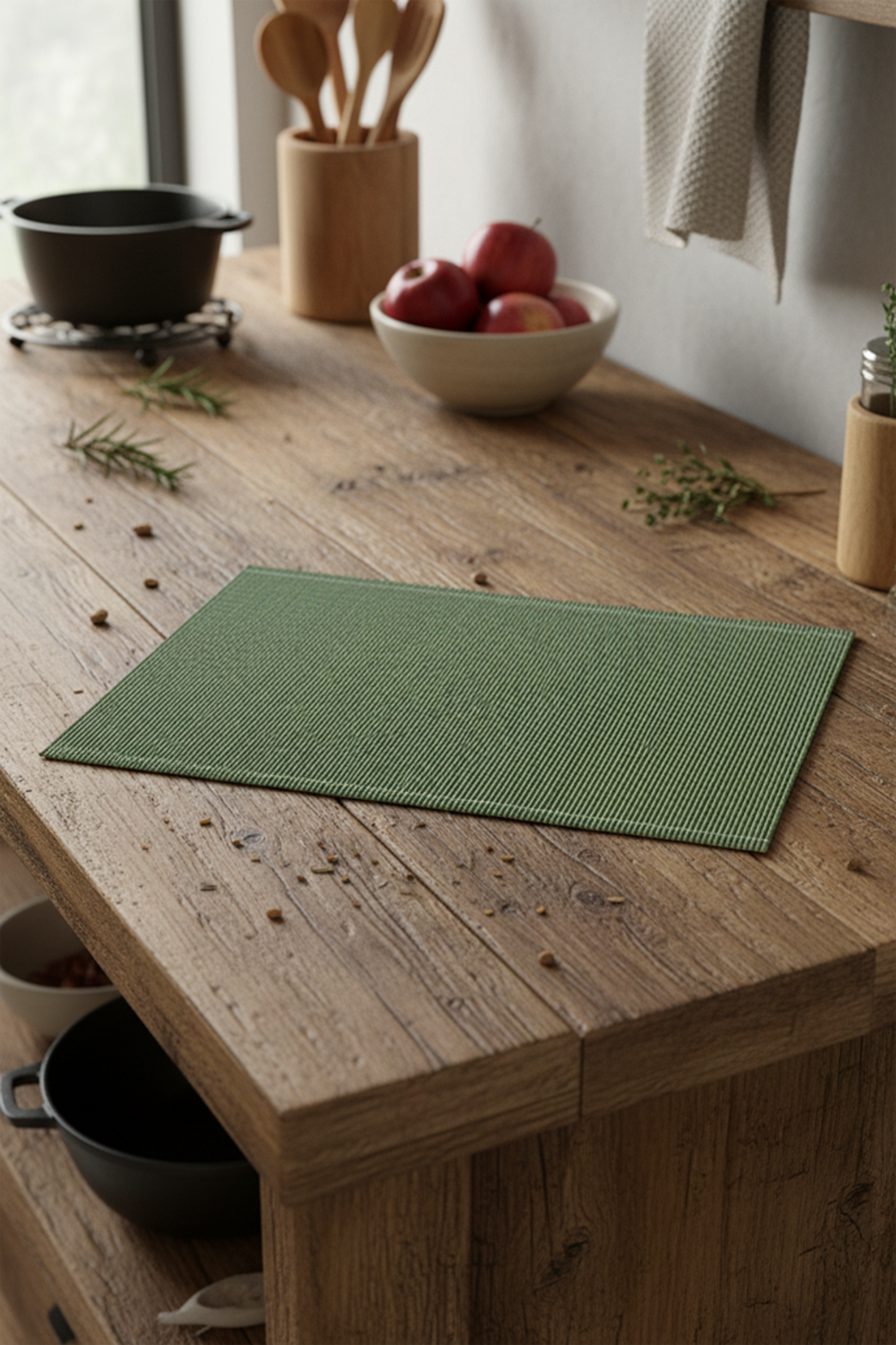 Servizio - Wood Table & Sushi Mat Green