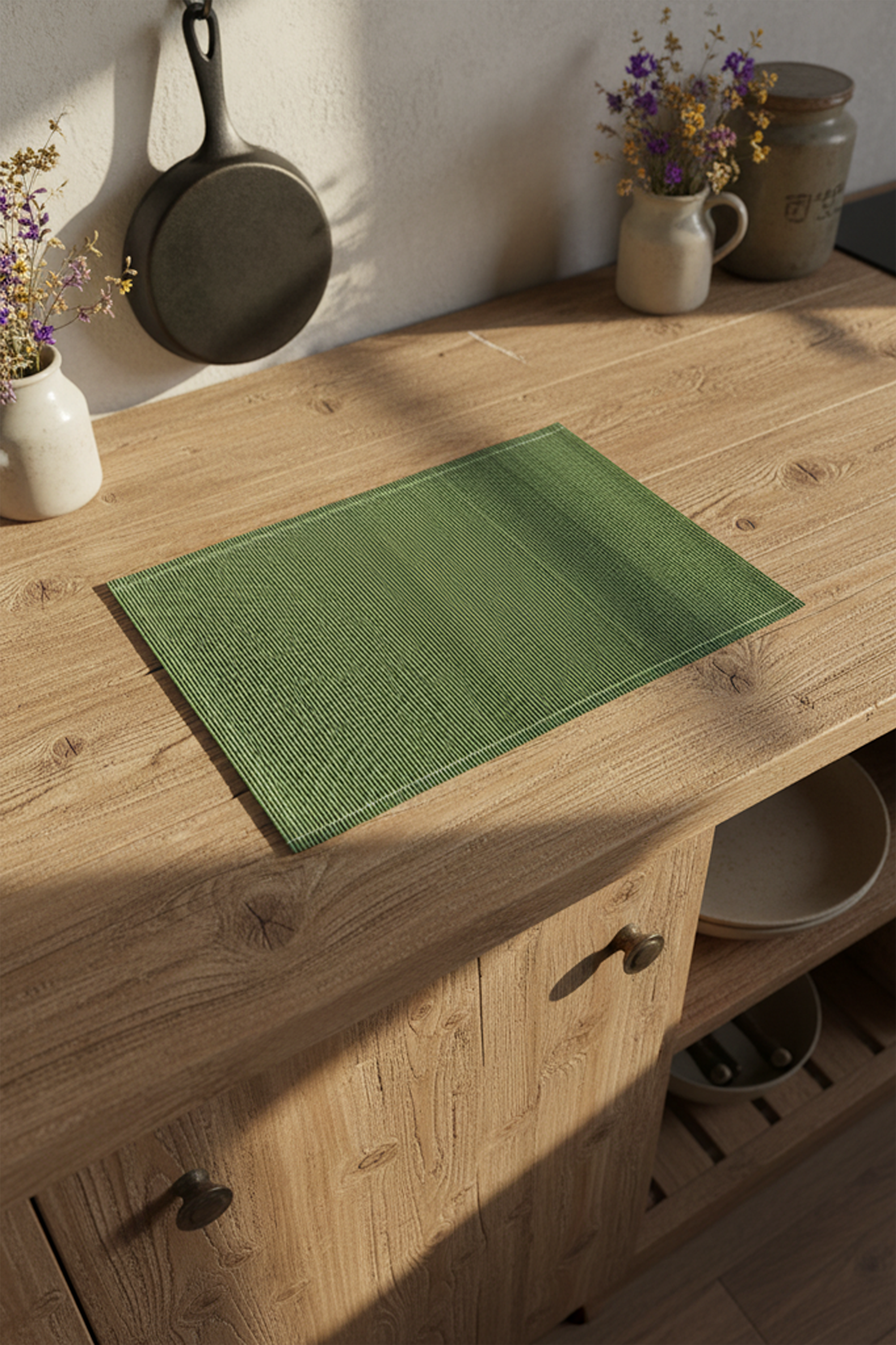 Servizio - Wood Table & Sushi Mat Green