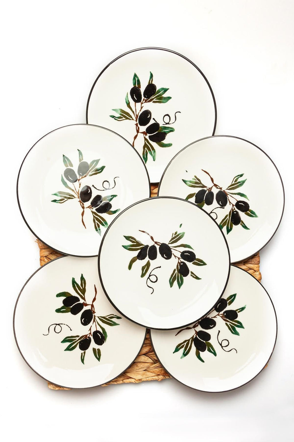 Imroz Handmade Olive Design Ceramic Plate Set – 6 Piece 19 cm.