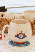 Handmade Evil Eye Ceramic Mug – Iria Nazar Coffee Cup