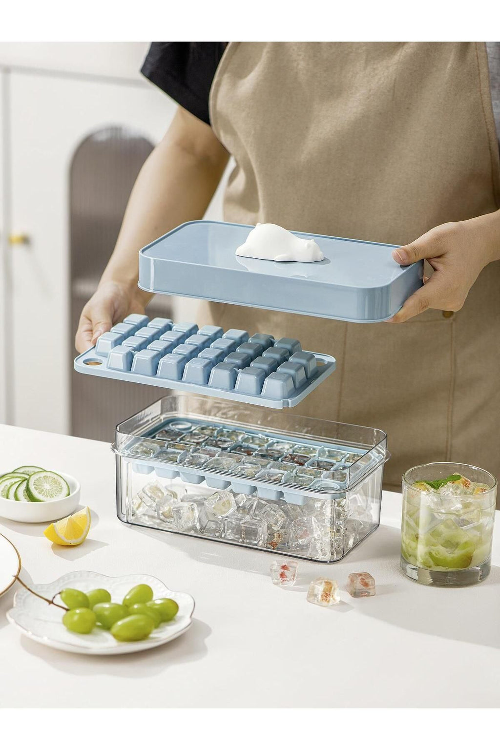 Pinmoo Cutie Sound 2-Layer Ice Cube Tray with Storage Box