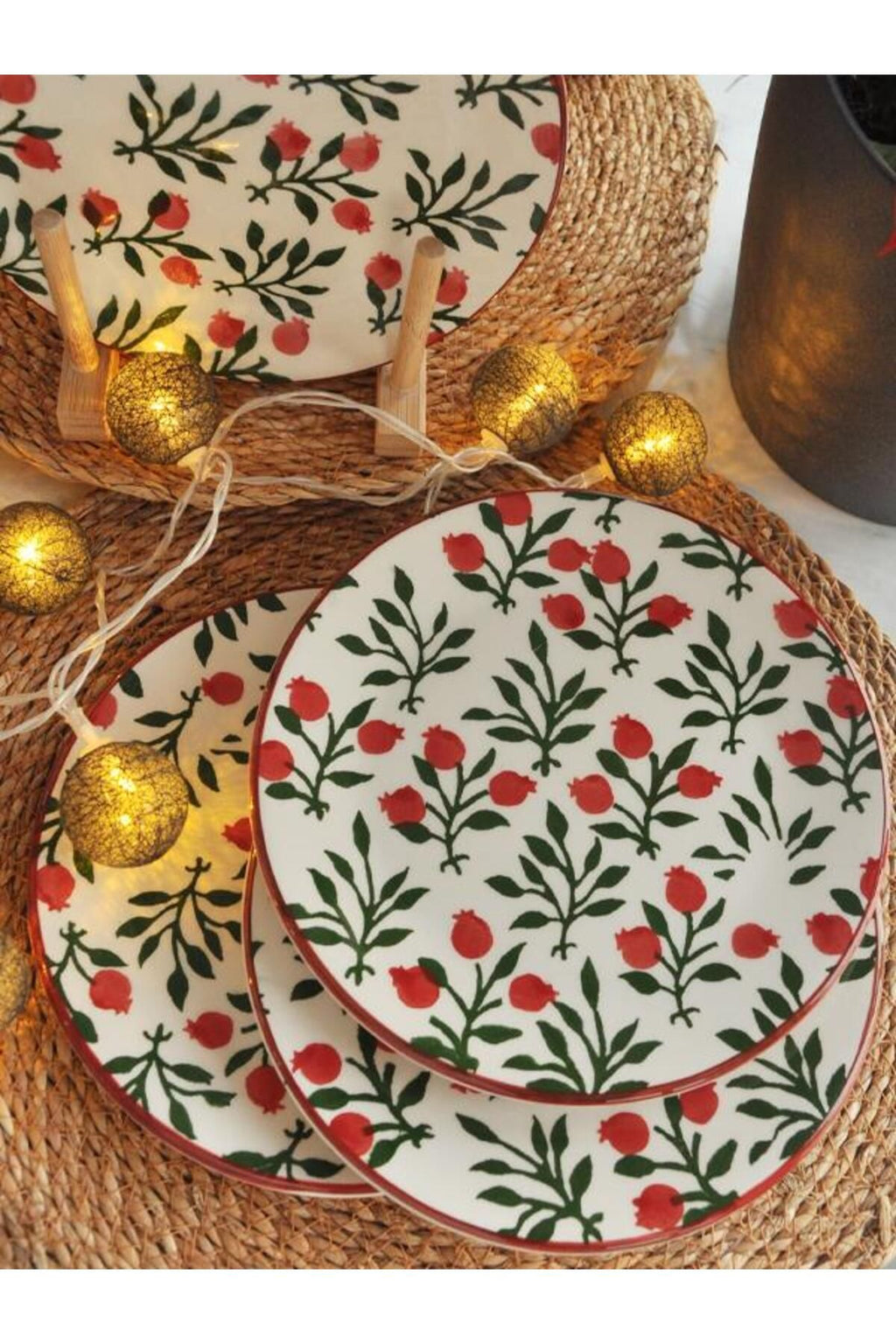 New Year Pomegranate Flower Cake Plate Set of 6 – 19 cm