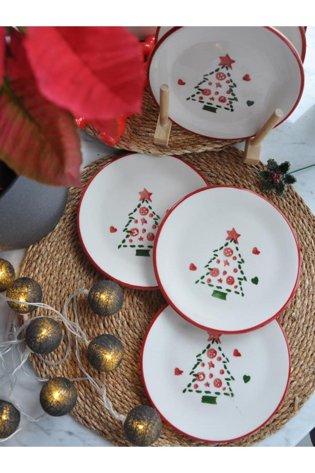 New Year Pine Tree Mini Plate Set of 6 – 15 cm