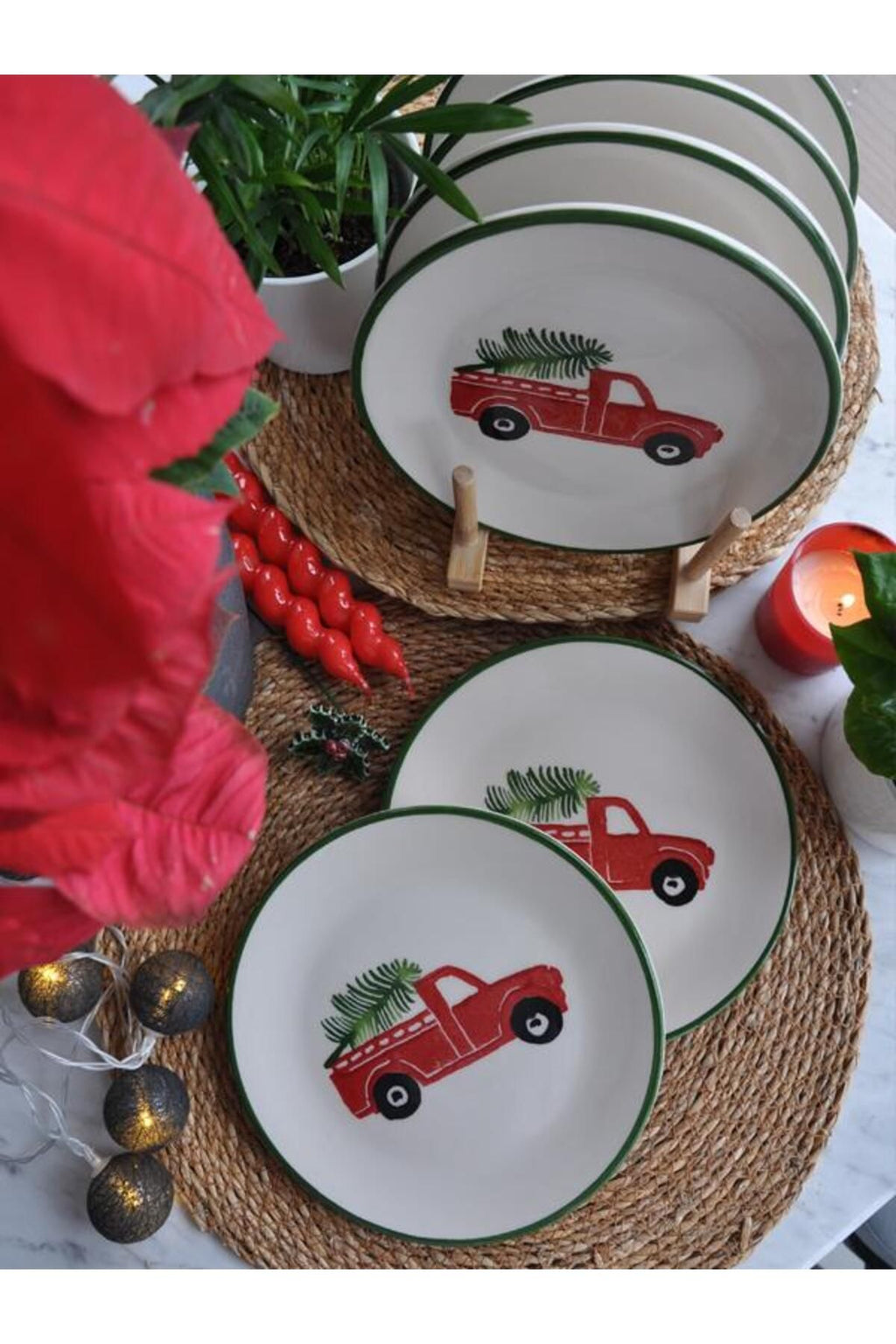 New Year Love Cars Cake Plate Set of 6 – 19 cm