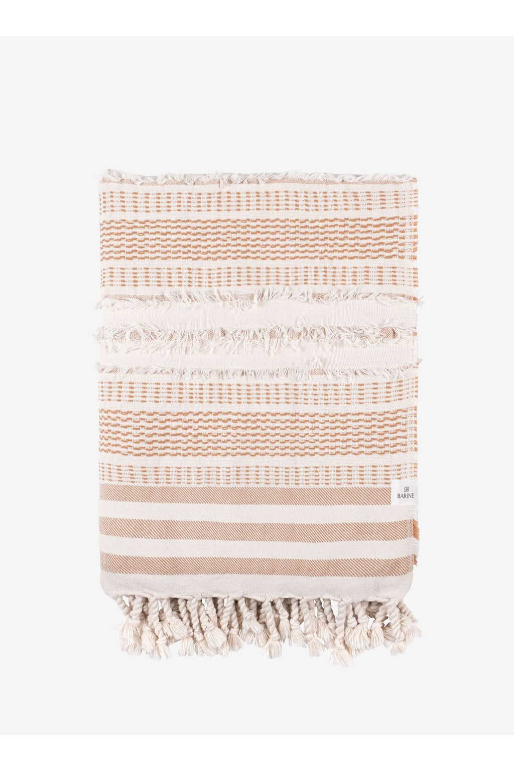 Textured Cotton Throw Blanket – Cappadocia Collection (Camel) | 130x170 cm