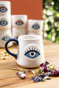 Hamse Blue Evil Eye Ceramic Mug – Handmade Nazar Coffee Cup