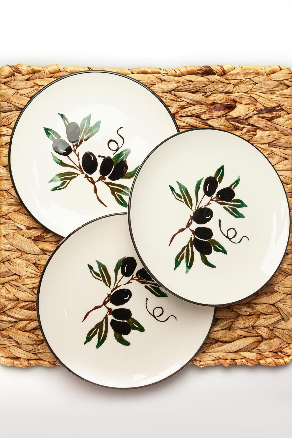 Imroz Handmade Olive Design Ceramic Plate Set – 6 Piece 19 cm.