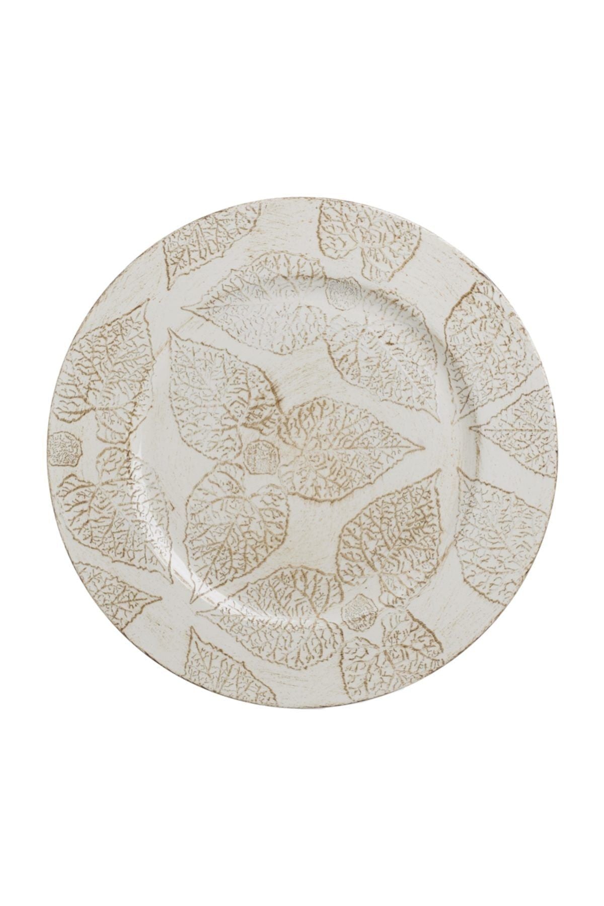 Ivory Leaf Decorative Plate – 33 cm