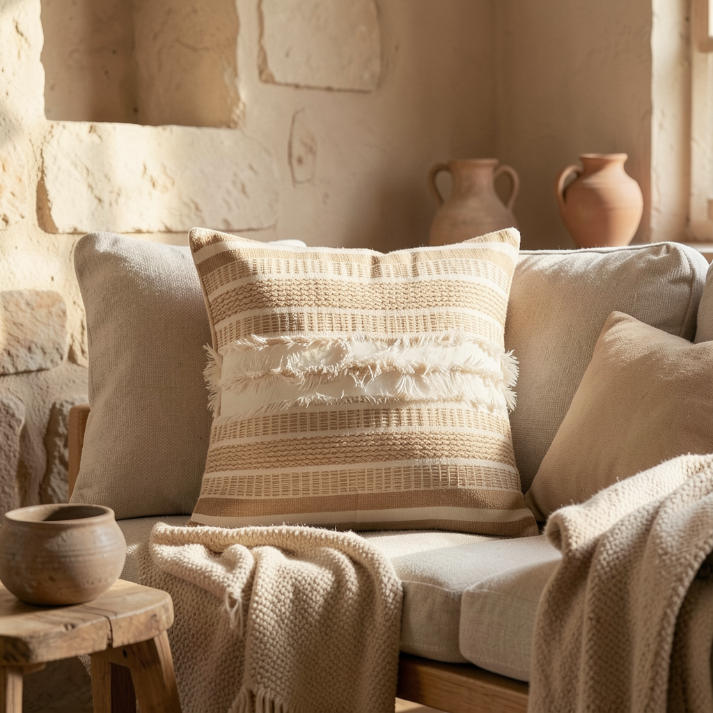 Cotton Cushion Cover – Cappadocia Collection (Camel) | 45x45 cm