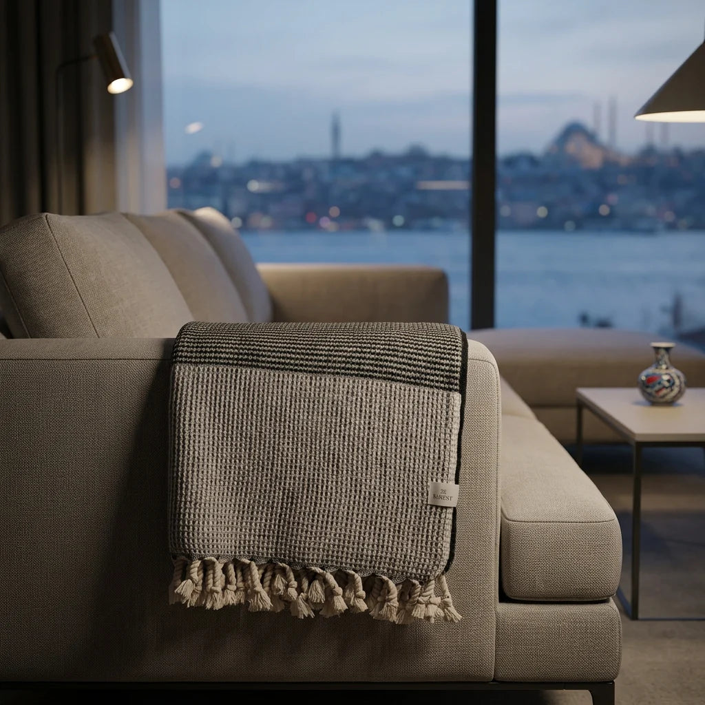 Istanbul Sofa Throw – Grey Black 130x170 cm