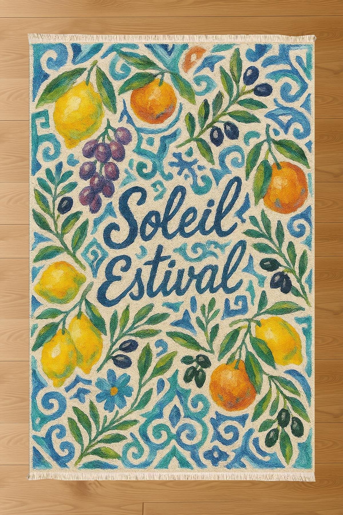 Soleil Estival Print Woven Base Rug 80*150 cm-French Riviera Collection